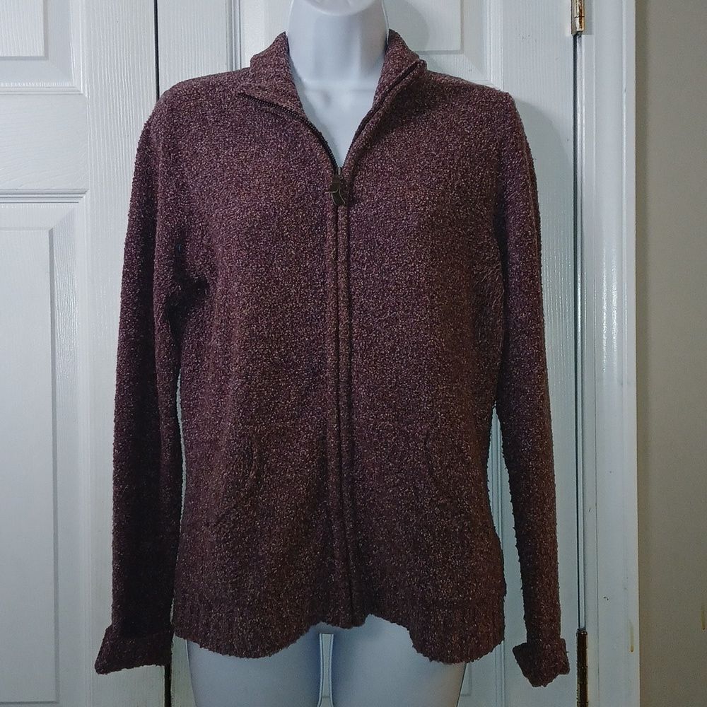 Columbia purple white marble zip up sweater cardigan  jacket Sz M EUC